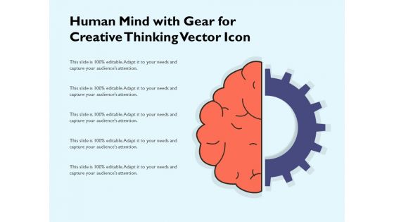 Human Mind With Gear For Creative Thinking Vector Icon Ppt PowerPoint Presentation Gallery Tips PDF