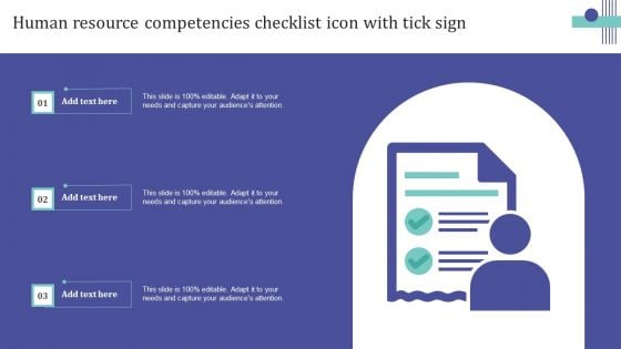 Human Resource Competencies Checklist Icon With Tick Sign Sample PDF