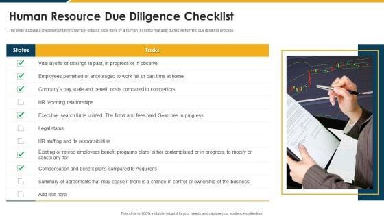 Human Resource Due Diligence Checklist Portrait PDF