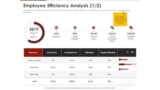 Human Resource Management Employee Efficiency Analysis Utilization Ppt Infographic Template Outfit PDF