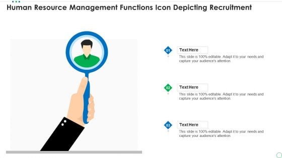 Human Resource Management Functions Icon Depicting Recruitment Infographics PDF
