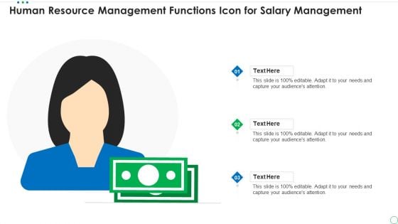 Human Resource Management Functions Icon For Salary Management Professional PDF