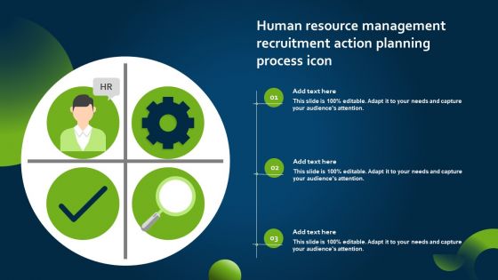 Human Resource Management Recruitment Action Planning Process Icon Rules PDF