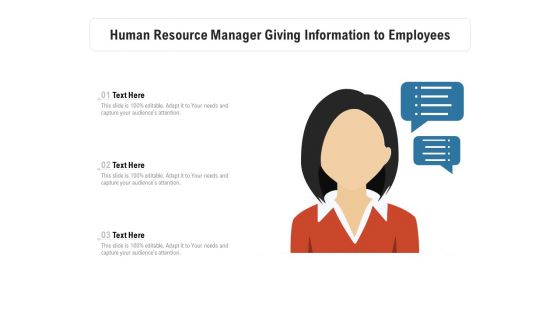 Human Resource Manager Giving Information To Employees Ppt PowerPoint Presentation Inspiration Master Slide PDF