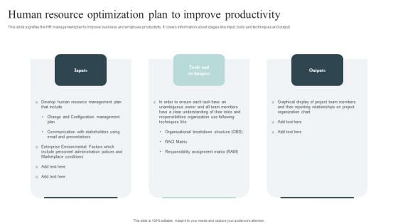 Human Resource Optimization Plan To Improve Productivity Introduction PDF Human Resource Optimization Plan To Improve Productivity Introduction PDF