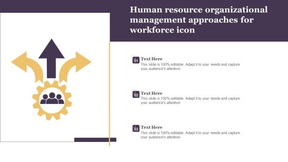 Human Resource Organizational Management Approaches For Workforce Icon Diagrams PDF