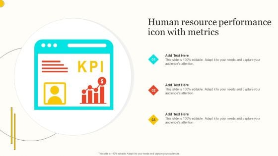 Human Resource Performance Icon With Metrics Formats PDF