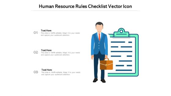 Human Resource Rules Checklist Vector Icon Ppt PowerPoint Presentation Infographics Slideshow PDF