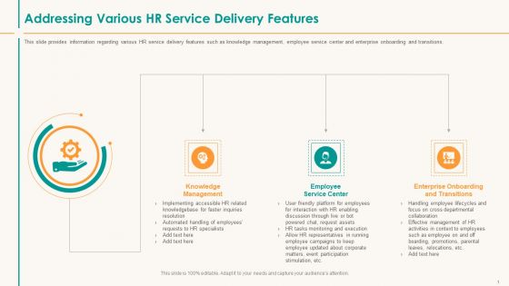 Human Resource Service Shipment Addressing Various HR Service Delivery Features Introduction PDF