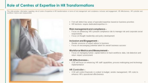 Human Resource Service Shipment Role Of Centres Of Expertise In HR Transformations Brochure PDF