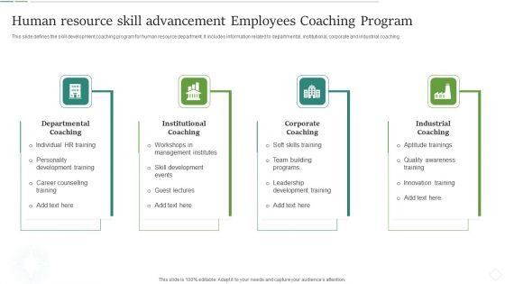 Human Resource Skill Advancement Employees Coaching Program Inspiration PDF