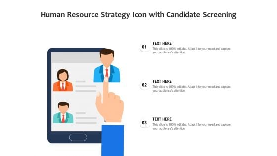 Human Resource Strategy Icon With Candidate Screening Ppt PowerPoint Presentation Professional Clipart Images PDF