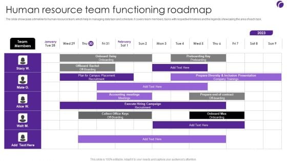 Human Resource Team Functioning Roadmap Graphics PDF