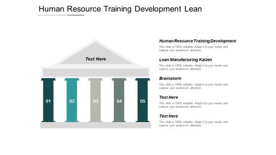 Human Resource Training Development Lean Manufacturing Kaizen Brainstorm Ppt PowerPoint Presentation Icon Graphics