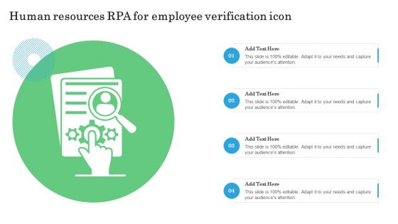 Human Resources RPA For Employee Verification Icon Summary PDF