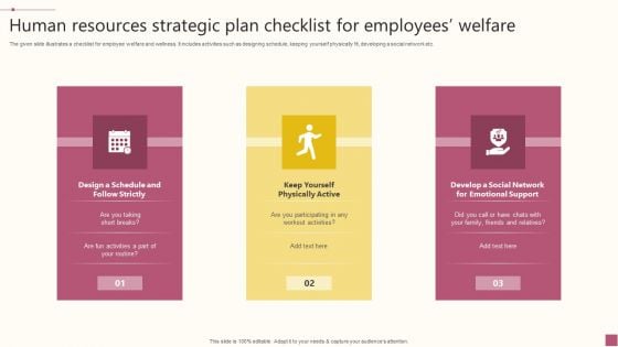 Human Resources Strategic Plan Checklist For Employees Welfare Download PDF