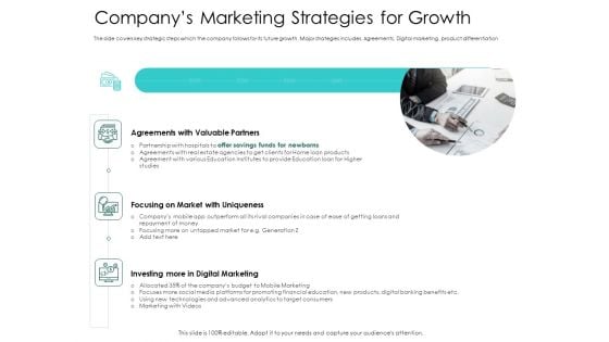 Hybrid Investment Pitch Deck Companys Marketing Strategies For Growth Inspiration PDF