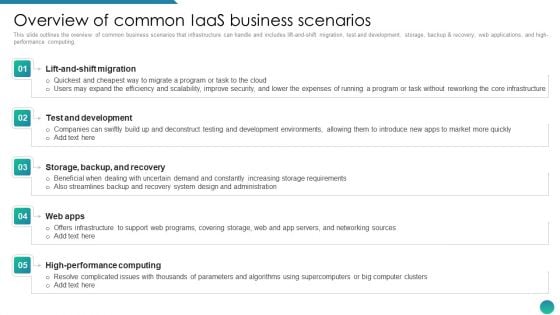 IAAS Framework IT Overview Of Common Iaas Business Scenarios Mockup PDF IAAS Framework IT Overview Of Common Iaas Business Scenarios Mockup PDF
