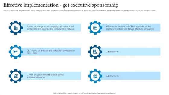 ICT Governance Effective Implementation Get Executive Sponsorship Ppt Styles Example Topics PDF