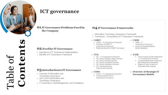 ICT Governance Table Of Contents Ppt PowerPoint Presentation File Ideas PDF