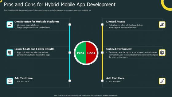 IOS Application Development Pros And Cons For Hybrid Mobile App Development Brochure PDF