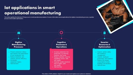 IOT Applications In Smart Operational Manufacturing Ppt PowerPoint Presentation File Visual Aids PDF IOT Applications In Smart Operational Manufacturing Ppt PowerPoint Presentation File Visual Aids PDF