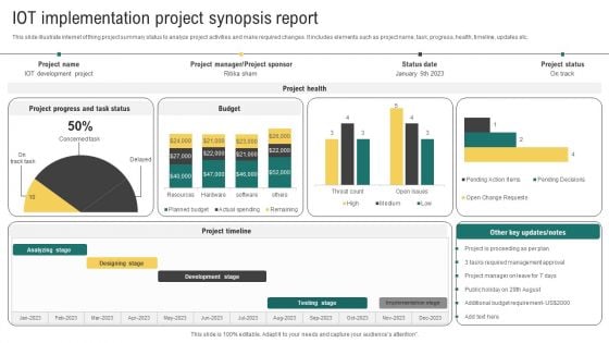 IOT Implementation Project Synopsis Report Summary PDF