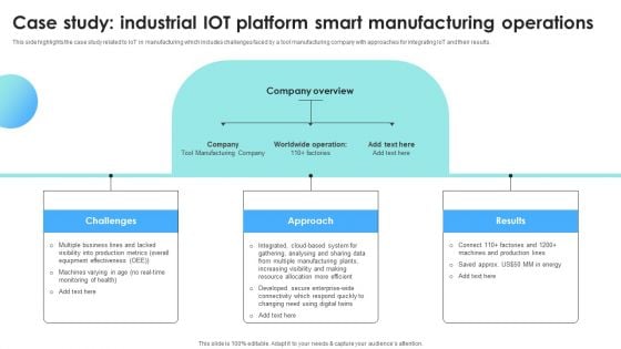 IOT Use Cases For Manufacturing Case Study Industrial IOT Platform Smart Manufacturing Operations Professional PDF