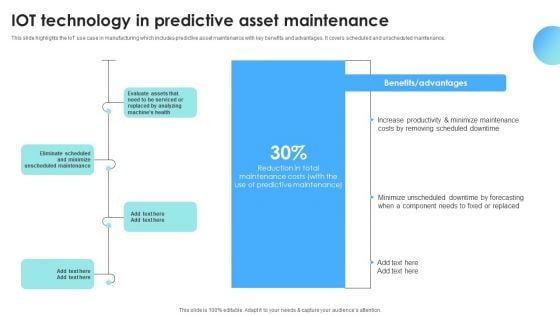 IOT Use Cases For Manufacturing IOT Technology In Predictive Asset Maintenance Guidelines PDF