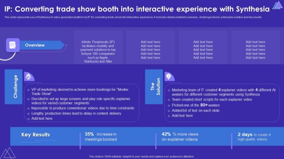 IP Converting Trade Show Booth Into Interactive Experience With Synthesia Icons PDF