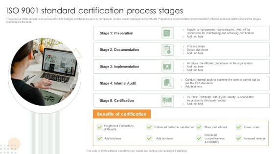 ISO 9001 Standard Certification Process Stages Mockup PDF