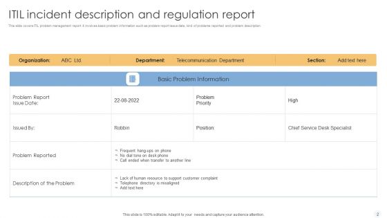 ITIL Incident Regulation Ppt PowerPoint Presentation Complete Deck With Slides
