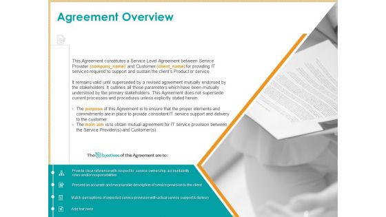 ITIL Service Quality Agreement Agreement Overview Ppt Infographics File Formats PDF