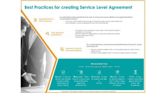 ITIL Service Quality Agreement Best Practices For Creating Service Level Agreement Ppt Pictures Deck PDF