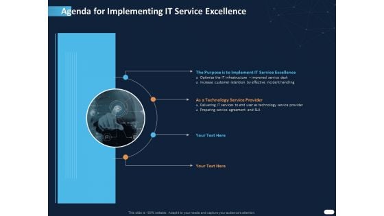 ITIL Strategy Service Excellence Agenda For Implementing IT Service Excellence Ppt PowerPoint Presentation Infographic Template Graphics PDF