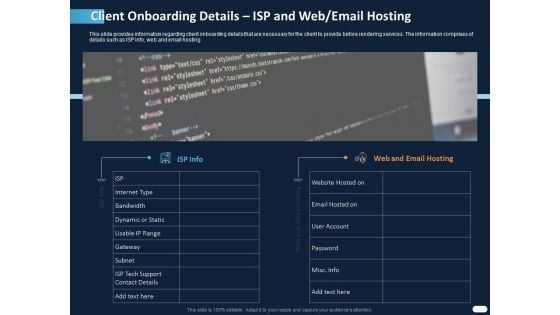 ITIL Strategy Service Excellence Client Onboarding Details Isp And Web Email Hosting Ppt PowerPoint Presentation Pictures File Formats PDF ITIL Strategy Service Excellence Client Onboarding Details Isp And Web Email Hosting Ppt PowerPoint Presentation Pictures File Formats PDF