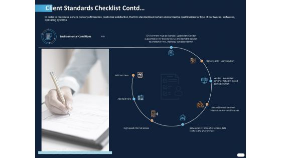 ITIL Strategy Service Excellence Client Standards Checklist Contd Ppt PowerPoint Presentation Styles Example PDF