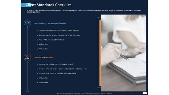 ITIL Strategy Service Excellence Client Standards Checklist Ppt PowerPoint Presentation Ideas Infographics PDF ITIL Strategy Service Excellence Client Standards Checklist Ppt PowerPoint Presentation Ideas Infographics PDF