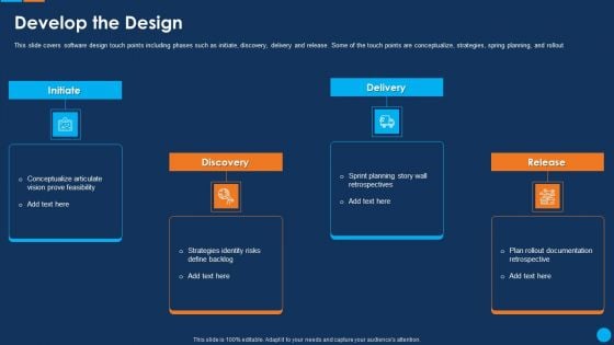 IT Application Development Project Plan Develop The Design Infographics PDF