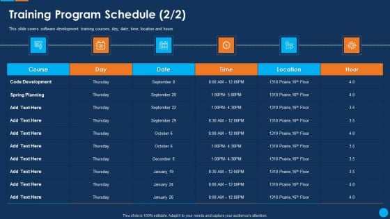 IT Application Development Project Plan Training Program Schedule Download PDF