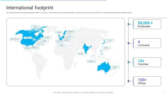 IT Application Services Company Outline International Footprint Diagrams PDF IT Application Services Company Outline International Footprint Diagrams PDF