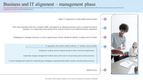 IT Business Alignment Framework Business And IT Alignment Management Phase Themes PDF