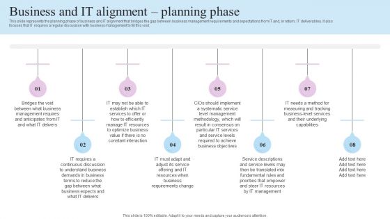 IT Business Alignment Framework Business And IT Alignment Planning Phase Information PDF