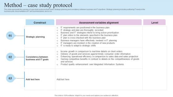 IT Business Alignment Framework Method Case Study Protocol Microsoft PDF