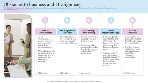 IT Business Alignment Framework Obstacles To Business And IT Alignment Graphics PDF