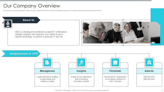IT Career Certifications Our Company Overview Ppt PowerPoint Presentation Gallery Example PDF IT Career Certifications Our Company Overview Ppt PowerPoint Presentation Gallery Example PDF