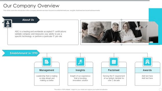 IT Career Certifications Our Company Overview Ppt PowerPoint Presentation Gallery Example PDF