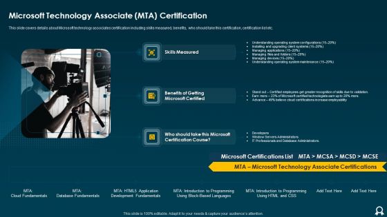 IT Data Services Certification Programs Microsoft Technology Associate MTA Certification Template PDF