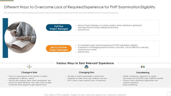 IT Different Ways To Overcome Lack Of Required Experience For PMP Examination Eligibility Rules PDF IT Different Ways To Overcome Lack Of Required Experience For PMP Examination Eligibility Rules PDF