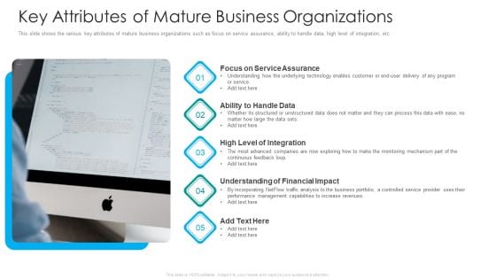 IT Facilities Maturity Framework For Strong Business Financial Position Key Attributes Of Mature Business Organizations Diagrams PDF